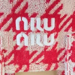 Miu Miu, Terry Cloth Houndstooth Tote, , Red, Very Very Like New - Image 4