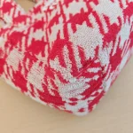 Miu Miu, Terry Cloth Houndstooth Tote, , Red, Very Very Like New - Image 5