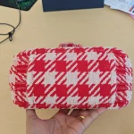 Miu Miu, Terry Cloth Houndstooth Tote, , Red, Very Very Like New - Image 7