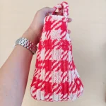 Miu Miu, Terry Cloth Houndstooth Tote, , Red, Very Very Like New - Image 9