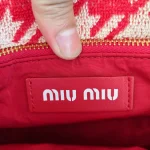 Miu Miu, Terry Cloth Houndstooth Tote, , Red, Very Very Like New - Image 11