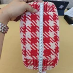 Miu Miu, Terry Cloth Houndstooth Tote, , Red, Very Very Like New - Image 14