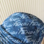 Fendi, Brush Lettering Denim Bucket Hat, M, Blue, New - Image 11