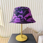 Chanel, Allover Floral Double C Print Bucket Hat, L, Black, New - Image 3