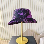 Chanel, Allover Floral Double C Print Bucket Hat, L, Black, New - Image 5