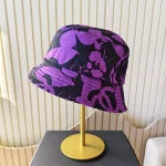 Chanel, Allover Floral Double C Print Bucket Hat, L, Black, New - Image 8
