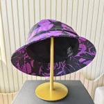 Chanel, Allover Floral Double C Print Bucket Hat, L, Black, New - Image 9
