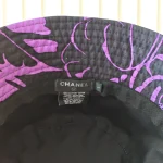 Chanel, Allover Floral Double C Print Bucket Hat, L, Black, New - Image 11