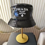 Prada, Sequin Bucket Hat, M, Black, New - Image 2