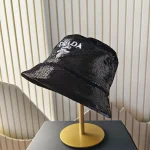 Prada, Sequin Bucket Hat, M, Black, New - Image 5