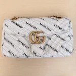Gucci x Balenciaga, Gucci x Balenciaga Small GG Marmont Flap Bag, 26, White, Used Once - Image 22