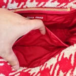 Miu Miu, Terry Cloth Houndstooth Tote, , Red, Very Very Like New - Image 25