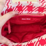 Miu Miu, Terry Cloth Houndstooth Tote, , Red, Very Very Like New - Image 26