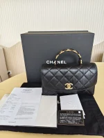Chanel, Mini Flap Bag with Top Handle, 9", Black, Very Very Like New - Image 2