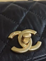 Chanel, Mini Flap Bag with Top Handle, 9", Black, Very Very Like New - Image 17