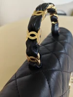 Chanel, Mini Flap Bag with Top Handle, 9", Black, Very Very Like New - Image 19