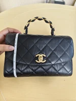 Chanel, Mini Flap Bag with Top Handle, 9", Black, Very Very Like New - Image 35