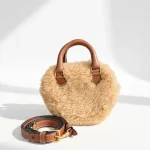 Celine, Shearling Heart Bag, Medium, Beige, Like New