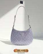 Prada, Cleo Satin Bag With Crystals, , Purple, New