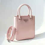 Prada, Small Brushed Leather Tote, Small, Pink, Like New