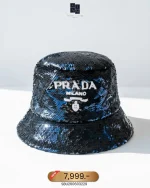 Prada, Sequin Bucket Hat, M, Black, New