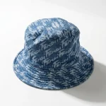 Fendi, Brush Lettering Denim Bucket Hat, M, Blue, New