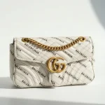 Gucci x Balenciaga, Gucci x Balenciaga Small GG Marmont Flap Bag, 26, White, Used Once