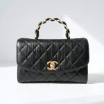 Chanel, Mini Flap Bag with Top Handle, 9", Black, Very Very Like New