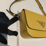 Prada, Saffiano Leather Shoulder Bag, , Yellow, Very Very  Good - Image 29