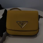Prada, Saffiano Leather Shoulder Bag, , Yellow, Very Very  Good - Image 31