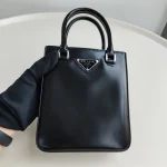 Prada, Small Brushed Leather Tote, , Black, Very Very  Good - Image 3