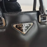 Prada, Small Brushed Leather Tote, , Black, Very Very  Good - Image 6