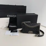 Chanel, Boy 8,  8", Black, Very Very  Good - Image 2