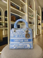 Dior, Medium Lady D-Lite, Medium, Blue, Very Very Like New - Image 2