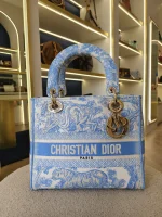 Dior, Medium Lady D-Lite, Medium, Blue, Very Very Like New - Image 5