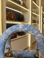 Dior, Medium Lady D-Lite, Medium, Blue, Very Very Like New - Image 9