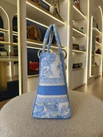 Dior, Medium Lady D-Lite, Medium, Blue, Very Very Like New - Image 13