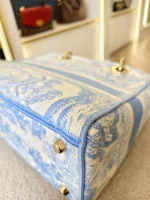 Dior, Medium Lady D-Lite, Medium, Blue, Very Very Like New - Image 26