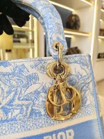 Dior, Medium Lady D-Lite, Medium, Blue, Very Very Like New - Image 29