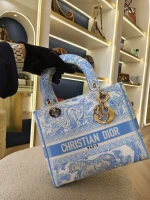 Dior, Medium Lady D-Lite, Medium, Blue, Very Very Like New - Image 30