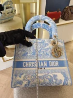 Dior, Medium Lady D-Lite, Medium, Blue, Very Very Like New - Image 46
