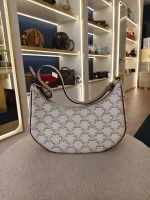 Celine, Ava Triomphe Canvas, Medium, White, Very Good - Image 2