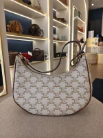 Celine, Ava Triomphe Canvas, Medium, White, Very Good - Image 3