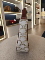 Celine, Ava Triomphe Canvas, Medium, White, Very Good - Image 4