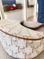 Celine, Ava Triomphe Canvas, Medium, White, Very Good - Image 9
