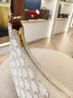 Celine, Ava Triomphe Canvas, Medium, White, Very Good - Image 16