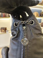Chanel, Black Lambskin Quilted Double Pockets Drawstring Backpack, Small, Black, Very Very  Good - Image 5