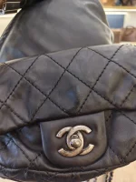 Chanel, Black Lambskin Quilted Double Pockets Drawstring Backpack, Small, Black, Very Very  Good - Image 8