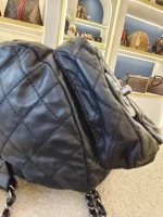 Chanel, Black Lambskin Quilted Double Pockets Drawstring Backpack, Small, Black, Very Very  Good - Image 12