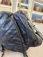 Chanel, Black Lambskin Quilted Double Pockets Drawstring Backpack, Small, Black, Very Very  Good - Image 13